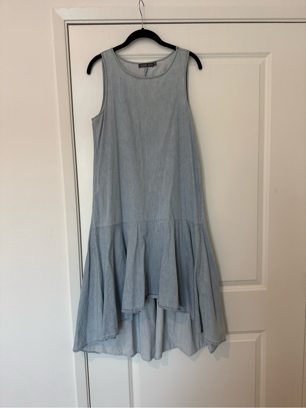 Mister Zimi Light Wash Sleeveless Tiered Denim Dress Suze AU 10 US 6